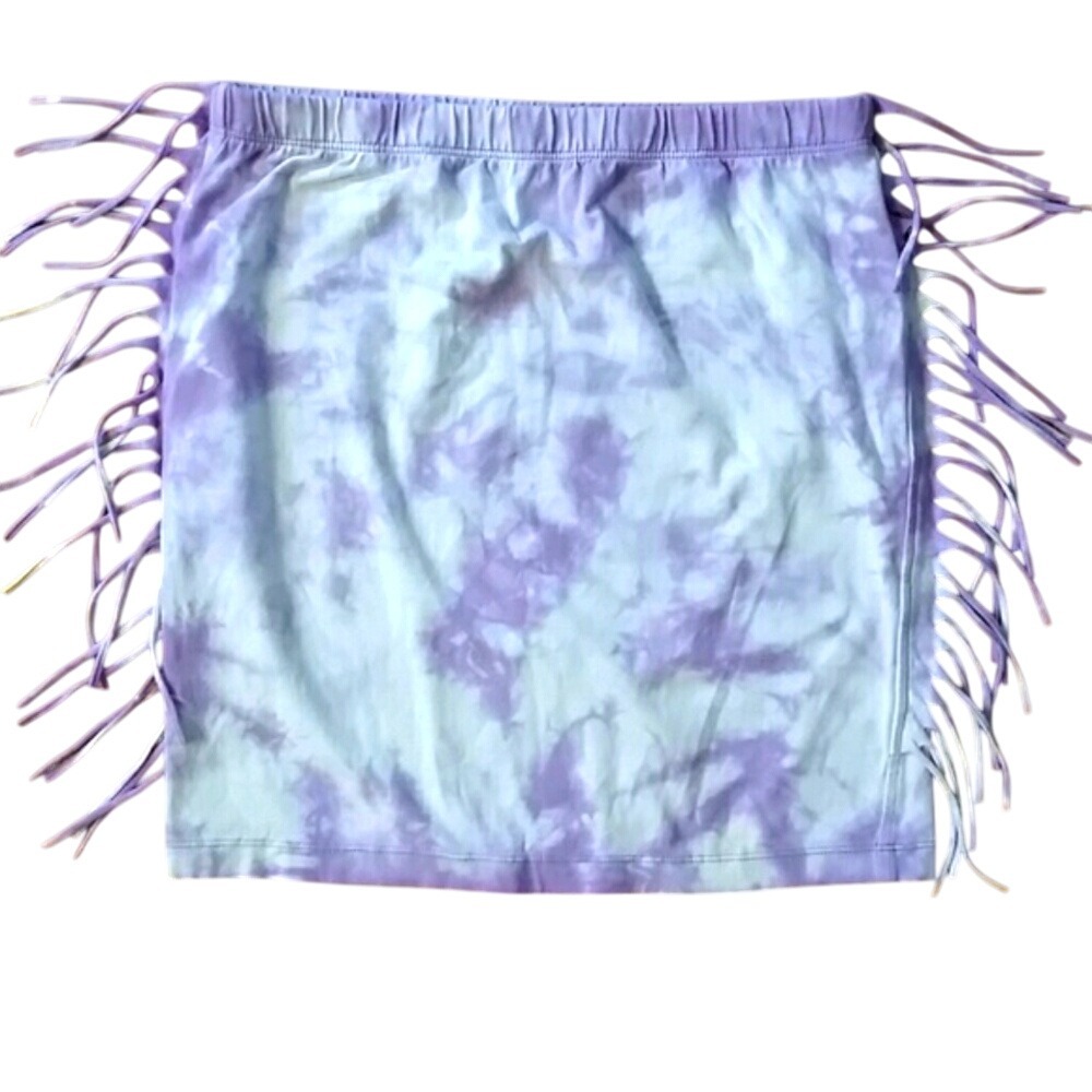 D-signed Disney‎ Girls Soft Purple Tie Dye Fringed Skirt Size Large